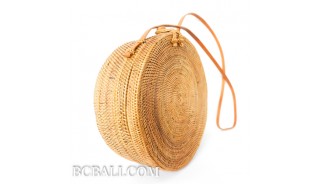 Large size circle handbag ata grass rattan hand woven handmade bali